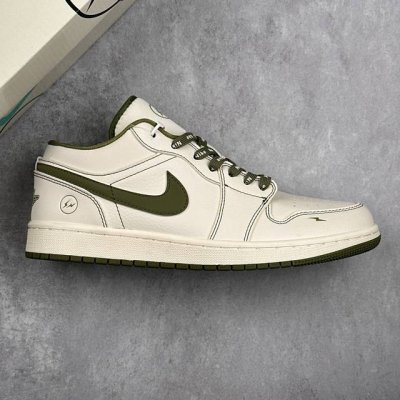 本地290 核心私 air Jordan 1 Low Aj1 乔1 闪电联名-米白橄榄绿 高端定制 低帮复古篮球鞋 #定制鞋盒 大厂纯原品质出货 超高清洁度 皮