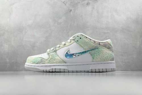 定制球鞋 Nike Dunk Low 皮革 蒸汽木偶 Cny龙年限定 三太子敖丙 白青 货号 Dv0831 101 尺码 36 36.5 37.5 38 38.