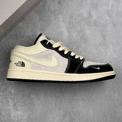 本地300 核心私 air Jordan 1 Low Aj1 乔1 北面联名-翻毛灰 高端定制 低帮复古篮球鞋 #定制鞋盒 大厂纯原品质出货 超高清洁度 皮料切