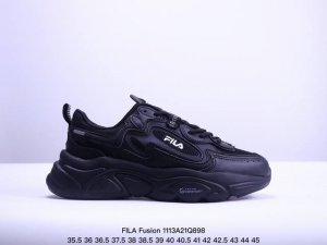 公司级FILA Fusion 斐乐火星低帮复古百搭运动老爹鞋 采用优质头层皮饰片拼接透气 纤维网面材质#轻质EVA泡沫缓冲中底 耐磨橡胶外底 货号:F12W33