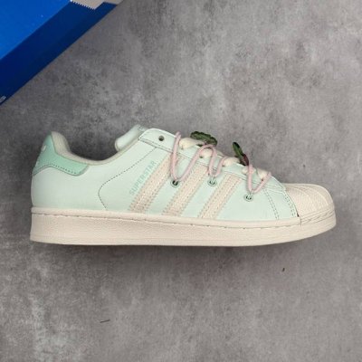 本地 核心私 阿迪达斯 三叶草Adidas Originals Superstar Mint Green 经典贝壳头系列低帮百搭休闲运动板鞋 皮革浅薄荷绑绳 #