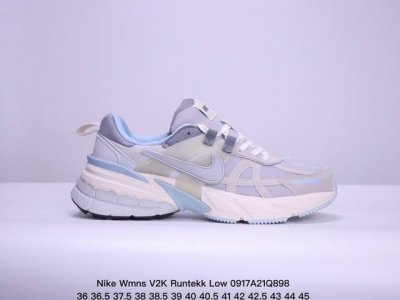 真标耐克nike Wmns V2K Runtekk Low”White Grey Pink”复古潮系列未来复古老爹风百搭休闲运动慢跑鞋 货号:Fz3596-07