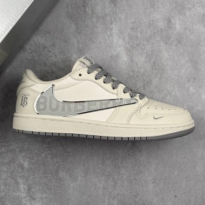 本地 核心私 Travis Scott X Fragment Design X Air Jordan 1 Low Og Sp Aj1 乔1 巴宝莉联名-米白银灰