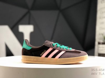 真标带半码 阿迪达斯 Adidas Originals Gazelle Indoor 羚羊内训系列低帮复古百搭休闲运动德训风板鞋“棕粉绿” 货号：Ji2714