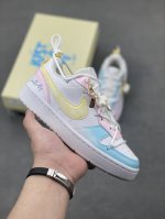 定制球鞋]Nike Court Borough 彩虹云朵 踏青季低帮板鞋 彩虹云朵 是自然赠予人间的浪漫奇迹 雨后初晴时 阳光穿过悬浮在天空中的无数细小水滴 经