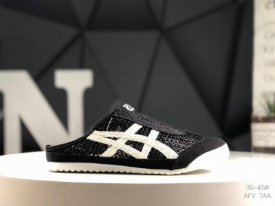 真标带半码 亚瑟士 Onitsuka Tiger鬼冢虎 Mexico 66 Sabot 网面透气 新款舒适一脚蹬半拖男女运动休闲鞋 货号：1183C123-10