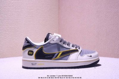 头层带半码 耐克 小米 Su7 米黄 Nike Air Jordan 1 Low Og Sp Aj1 乔1 低帮潮流运动休闲板鞋 Aj1 低帮拼接 完美版型真头