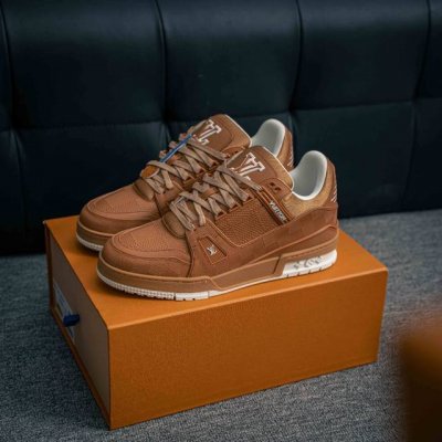 核心私 lv Trainer 2025限定系列休闲运动篮球鞋 滑板鞋 颜值担当 上脚帅炸 每个颜色都是巨巨巨好看 潮人必备单品 原版订制压纹粒面小牛皮 非市面超
