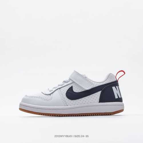 耐克 Nike Court Borough Low 2 低帮百搭透气休闲童鞋运动板鞋 货号：AV3167 100 码数：24 25 26 27 28 29 30