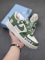 官方爆款定制 二次元主题 Nike Air Force 1 Low’07 橄榄绿配色 空军一号低帮休闲板鞋 定制皮料 原厂3D打印 定制鞋盒 原楦原纸板 纯正空