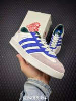 B 公司级Adidas Originals Gazelle Indoor Diy 定制 系列 阿迪达斯 三叶草绅士德训足球风百搭低帮休闲运动板鞋 原装头层材料