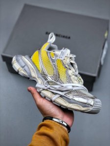 Vg版 Balenciaga 3Xl Sneakers 3+系列巴黎世家低帮复古阔型底姥爹风潮流百搭休闲慢跑鞋“网织浅灰银渐变黄”#男女鞋配件防尘袋及附送鞋带#
