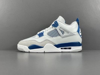 供货稳定，欢迎主推！ Og版：乔4 白蓝 年版Jordan Air Jordan 4 Military Blue ＂ 减震中帮 潮流复古篮球鞋 男女同款 货号：