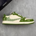 本地 核心私 Travis Scott X Fragment Design X Air Jordan 1 Low Og Sp Aj1 Lv联名 春绿方格 灰蓝牛
