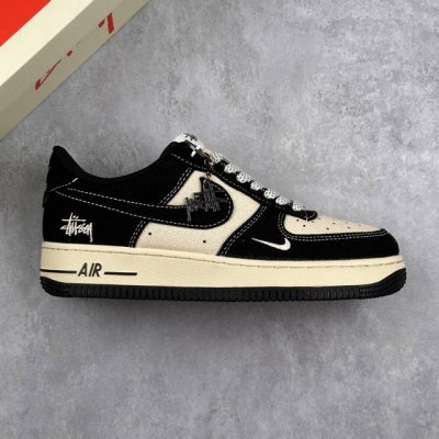 本地 核心私 Nike Air Force 1'07 Low 斯图西联名 米黑棉麻 空军一号低帮休闲板鞋 #原楦头原纸板 原装鞋盒 定制五金配件 内置全掌气垫