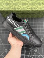 Gucci 轻奢单品 广东品质原厂 高奢古驰Gucci Screener GG High-Top Sneaker休闲潮鞋系列 意大利进口超软小牛皮+刺绣搭配 原