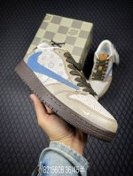 b 公司级 Aj1倒勾 Travis Scott X Air Jordan 1 “ Reverse Mocha “ Aj1乔1 Ts 闪电路易威登 联名倒钩 冲