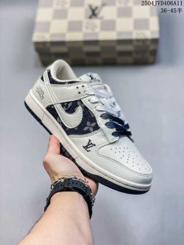 海外爆款限量发售！公司级 Nike Sb Dunk Low“ Lv联名 米黑印花牛仔” 周年高端定制 低帮休闲板鞋 定制鞋盒 大厂纯原品质出货 超高清洁度 皮料
