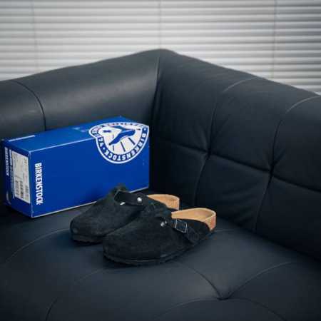 Birkenstock London 博肯 半托后跟系列 凉鞋后跟设计适应多种场景化穿搭出行 皮革绒面时尚休闲平底鞋 牛皮绒面革质地柔软 搭配可调节鞋扣提升穿着 - 点击图像关闭