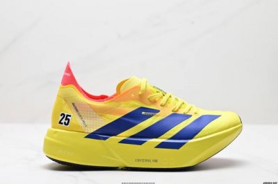 290 公司级Adidas Adizero Adios 4 M马拉松飞线贾卡轻质透气休闲运动跑步鞋 采用双层透气网纱 Flywire动态飞线绑缚鞋面材质 内置Z