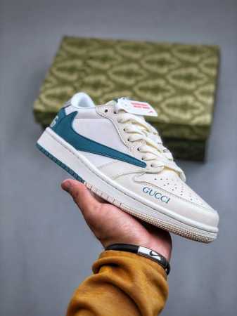 Travis Scott x Fragment Design x Air Jordan 1 Low OG SP AJ1 乔1 古驰联名-白青玉 低帮文化休闲板鞋 - 点击图像关闭