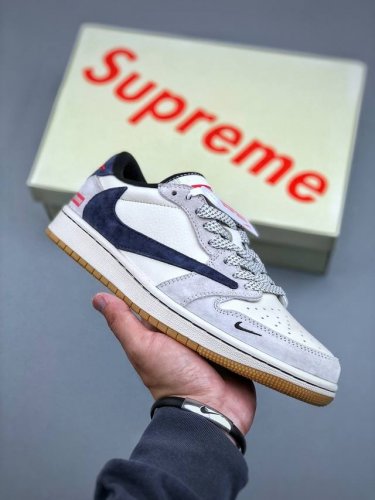aj1倒勾Travis Scott X Air Jordan 1 ”Supreme联名款 “ Aj1乔1 Ts 闪电 联名倒钩 低帮文化篮球鞋 完美品质出货 细