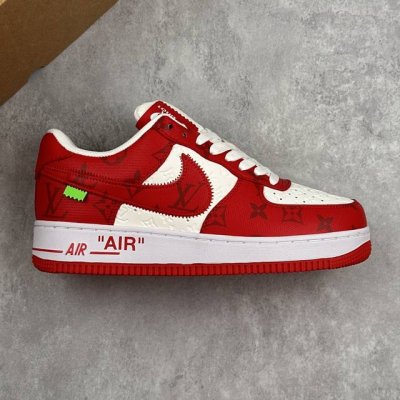 本地 核心私 Nike Air Force 1 '07 Low X Lv Trainer Sneaker 联名 红白印花白钩 空军一号 低帮运动休闲鞋 折边针车