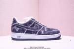 海外限量发售！公司级Nike Air Force 1 '07 Low “Lv联名--黑牛仔”空军一号 低帮 运动鞋 休闲鞋 折边针车 工艺难度大 原楦头原纸板