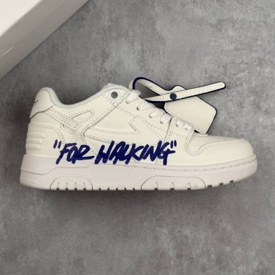 本地 核心私 off-White Out Of Office 白蓝英文 Ow低帮复古休闲运动板鞋 该款运动鞋单品有皮质制成饰有品牌标志性 Zip Tie束线带吊