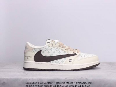 公司级aj1倒勾travis Scott X Air Jordan 1 ” Reverse Mocha “ Aj1乔1 Ts 闪电 联名倒钩 低帮文化篮球鞋 完
