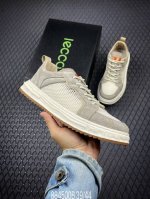 Ecco爱步 广东原版夏季透气 配备原版三件套 防尘纸 高弹大底 全头层牛皮 新款百搭休闲款 纯手工制成 鞋面走线工整 清晰质感 原单品质 拼接运动透气网布 采