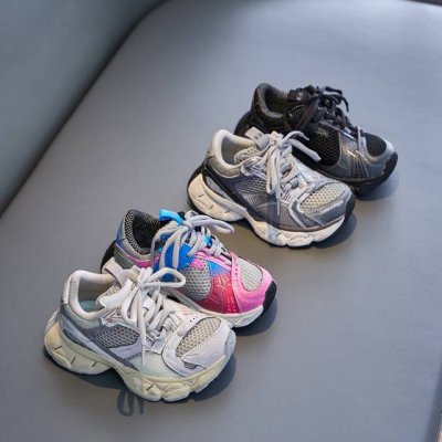 巴黎世家订书机老爹鞋做旧款童鞋 Balenciaga Stapler最火爆的网红款系带内侧魔术贴儿童休闲复古风运动鞋 巴黎世家欧洲站走秀款厚底老爹鞋做旧脏脏鞋男