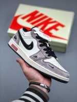 410支持放店 Air Jordan 1 Low Aj1 乔1 斯图西Supreme联名 猪八黑勾 高端定制 低帮复古篮球鞋 Sj9950-052 #定制鞋盒