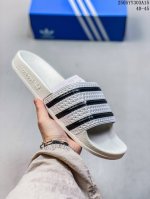 真标带半码 阿迪达斯Adidas三叶草男女黑白三条杠条纹休闲运动凉拖鞋 280647 尺码 见图 编码 05Yy302A15