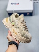 Fila Fusion斐乐潮牌 Bianco 织物合成革 硬糖 拼接减震防滑耐磨透气 低帮 老爹鞋 09Jxd389A16