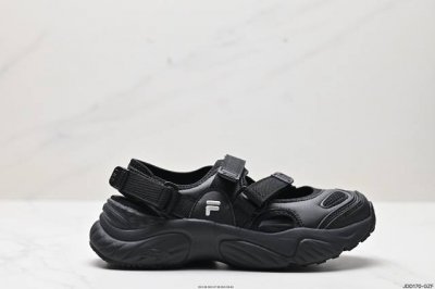 真标fila斐乐潮牌2024夏季新款情侣凉拖玛丽珍魔术贴沙滩鞋 货号:T12W32 1Ebk 尺码:35.5 36 36.5 37.5 38 38.5 39 4