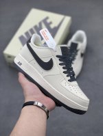 海外限量Id定制 公司级 Nike Air Force 1 Low '07 米深灰 满天星低帮空军一号休闲板鞋 客供高亮3M反光 定制头成皮料 定制鞋盒 原楦原