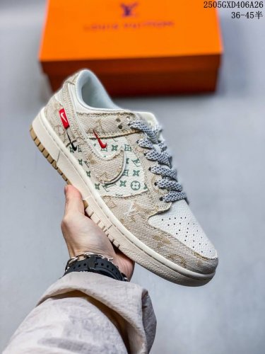 海外爆款限量发售 公司级 Nike Sb Dunk Low Lv联名-织布印花卡其勾 周年高端定制 低帮休闲板鞋 定制鞋盒 大厂纯原品质出货 超高清洁度 皮料切