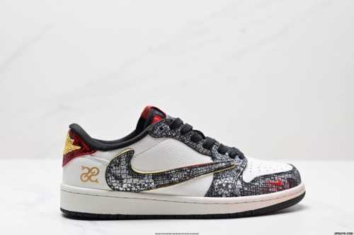 公司级Aj1倒勾Travis Scott X Air Jordan 1 ” Reverse Mocha “ Aj1乔1 Ts 闪电 联名倒钩 低帮文化篮球鞋 完