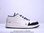 海外爆款限量发售！公司级 Nike Jordan Air Jordan 1“Lv联名 米黑脚趾” 高端定制 低帮 复古 减震 防滑 耐磨 篮球鞋 定制鞋盒 大厂