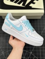 Nike Air Force 1 Low “Just Do It”联名白蓝 空军一号低帮运动休闲板鞋 原楦头原纸板 打造纯正空军版型#专注外贸渠道 全掌内置蜂窝