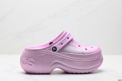 公司级Crocs卡骆驰 粉色 闪耀 闪粉 贝拉 厚底拖鞋洞洞鞋 尺码:36-40 Ld:Jef212-Kj D