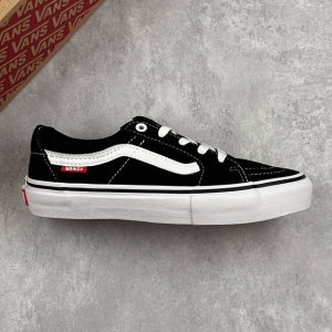 本地 核心私 范斯Vans Knu-Skool Black White Red Logo 改良低帮帆布休闲运动硫化滑板鞋“麂皮黑白红标子” 工艺：硫化1:1 重