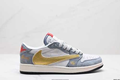 公司级aj1倒勾travis Scott X Air Jordan 1 ” Reverse Mocha “ Aj1乔1 Ts 闪电 联名倒钩 低帮文化篮球鞋 完