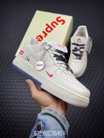 Nk Air Force 1'07 Low Supreme联名-白蓝双拼 空军一号低帮休闲板鞋 Xz6188-001 #原楦头原纸板 原装鞋盒 定制五金配件 内