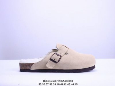 Birkenstock Boston Vl 勃肯绒面金属针扣软木底包头拖鞋 牛皮绒面革质地柔软 搭配可调节鞋扣提升穿着舒适度 人体工学设计分散脚部压力 保护脚踝