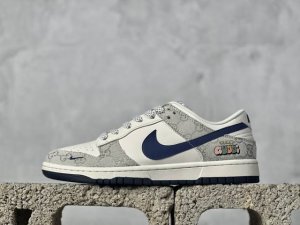 Nk Sb Dunk Low 古驰联名-烟灰蓝勾 周年高端定制 低帮休闲板鞋 Xx2025-801 #定制鞋盒 大厂纯原品质出货 超高清洁度 皮料切割干净无任何