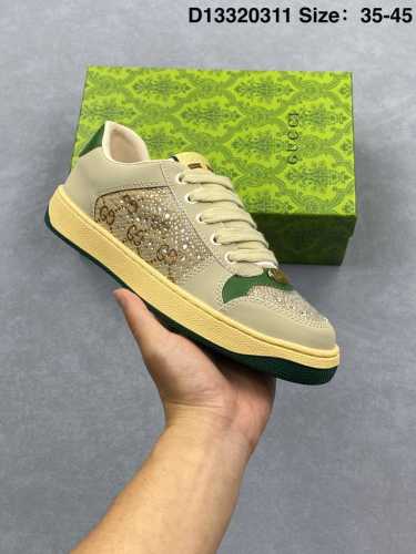 220 公司级意大利时装奢饰品牌·古驰Gucci Screener Gg Wayne Low 韦恩溶解系列经典原型复古百搭做旧老爹厚底增高板鞋“皮革米白绿红Gg