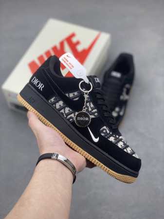 本地自取340 海外限量发售！公司级Nike Air Force 1 '07 Low “迪奥联名——黑生胶针织”空军一号 低帮 运动鞋 休闲鞋 折边针车 工艺难 - 点击图像关闭