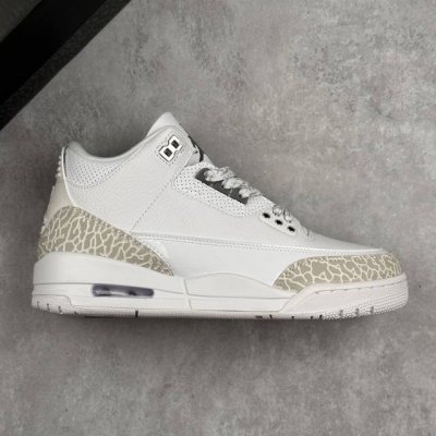 本地 核心私 air Jordan 3 Retro Silver Anniversary 纯白水泥 Aj3 乔丹3代 乔丹篮球鞋系列 鞋身以白色为主调 采用优质
